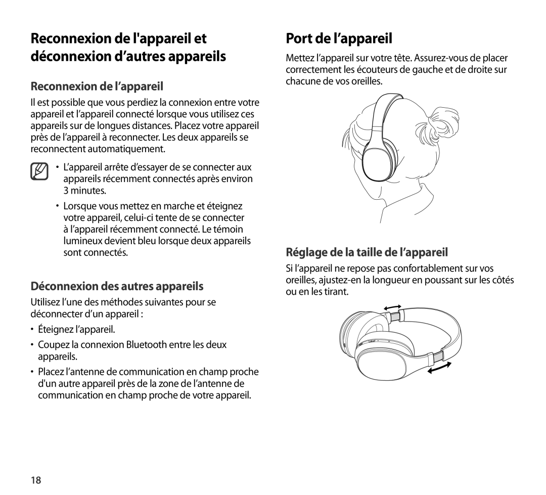 Réglage de la taille de l’appareil On-Ear Headphones Level Over Headphones