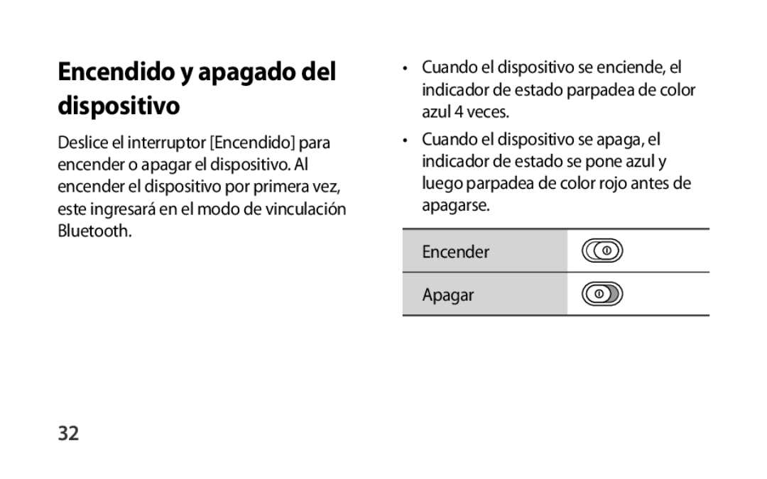 Encender Apagar Encendido y apagado del dispositivo