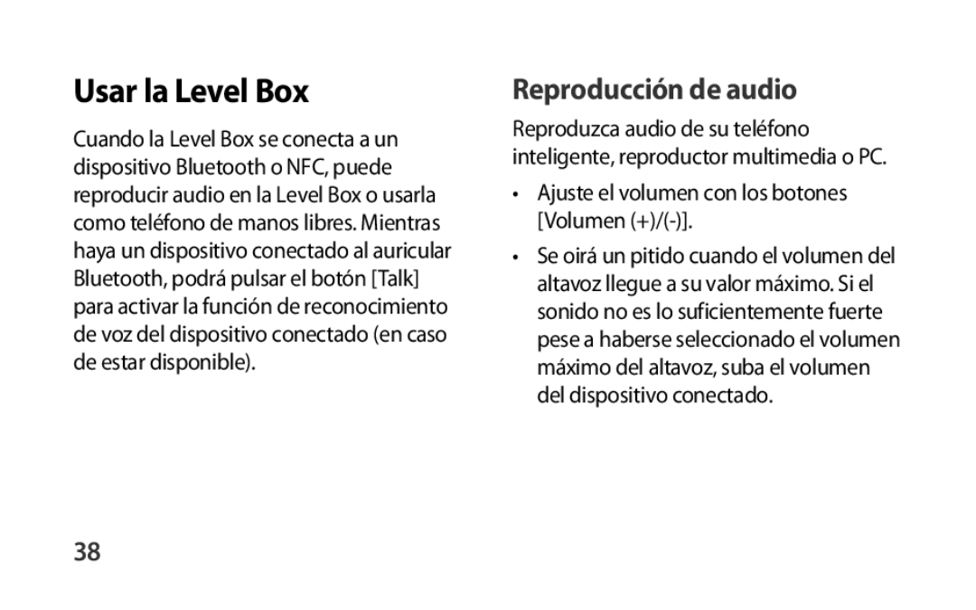 Reproducción de audio Box Level Box