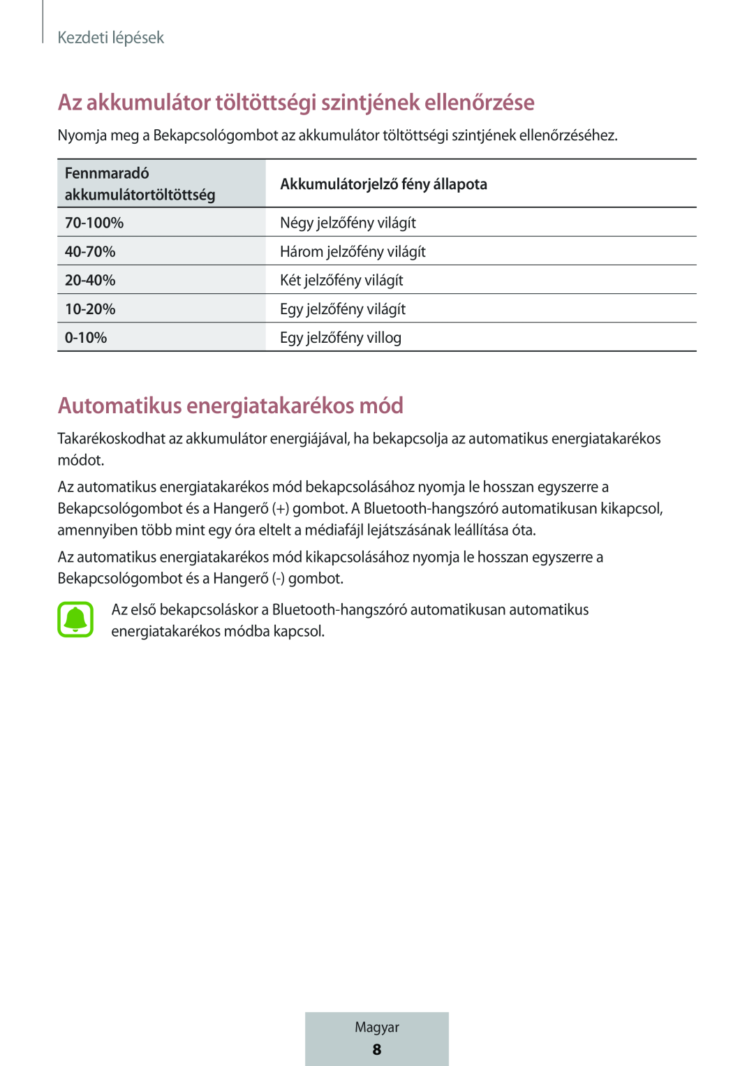 Az akkumulátor töltöttségi szintjének ellenőrzése Box Level Box Slim