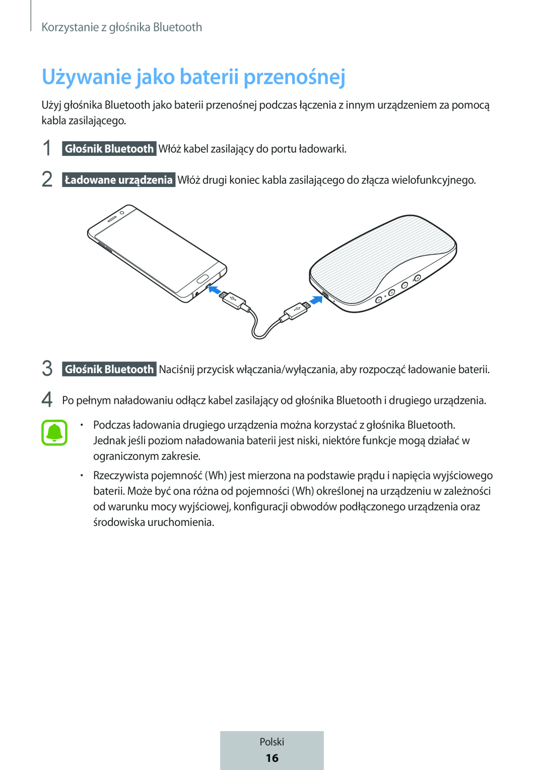 Używanie jako baterii przenośnej