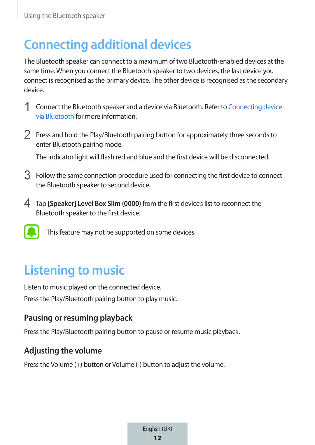 Pausing or resuming playback Box Level Box Slim