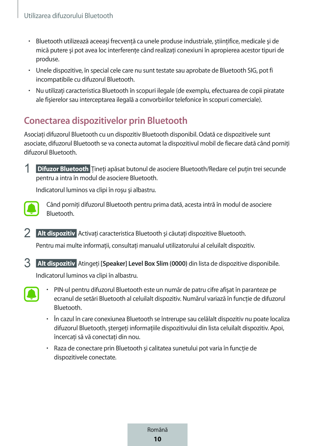 Conectarea dispozitivelor prin Bluetooth