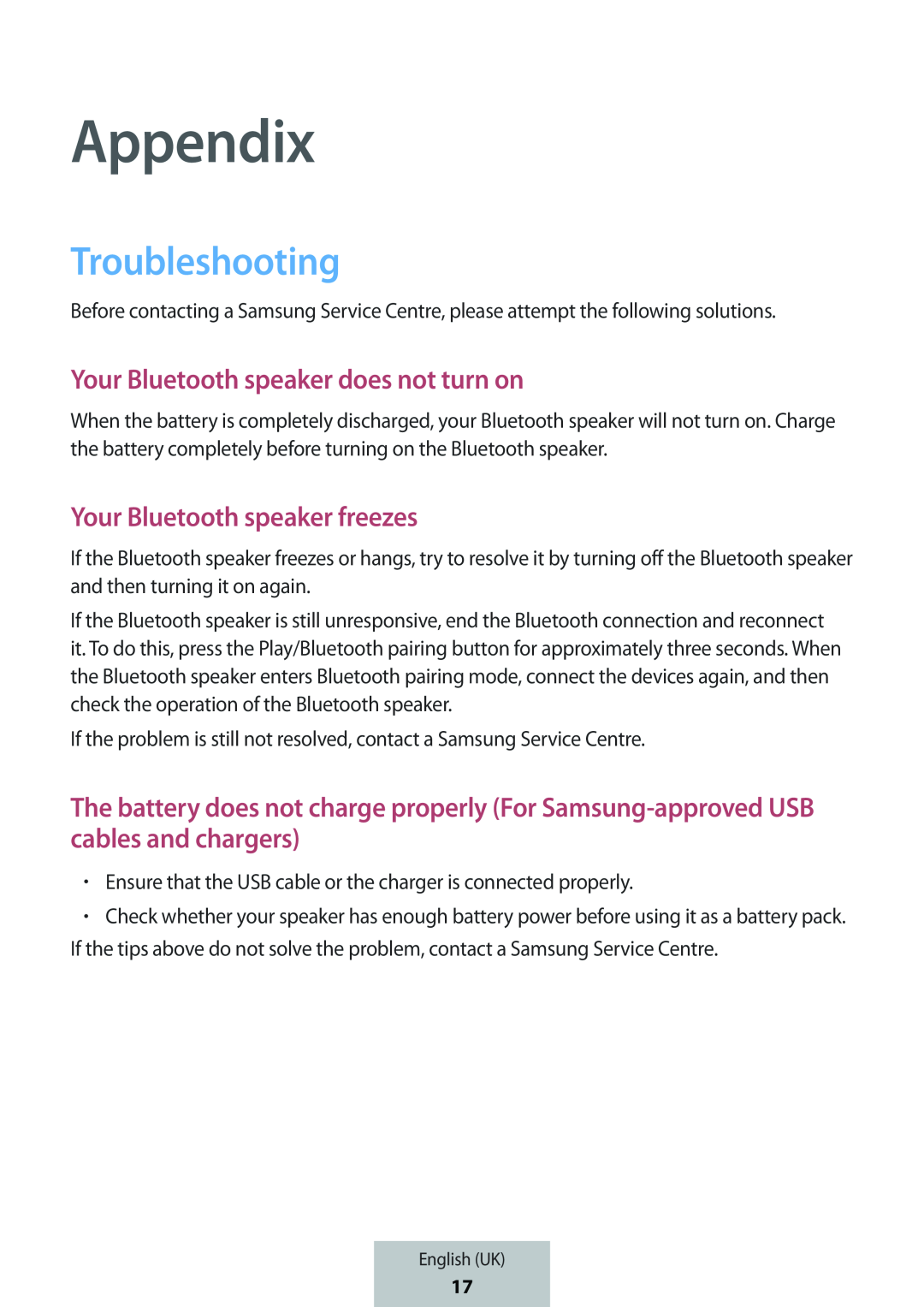 Troubleshooting Your Bluetooth speaker does not turn on