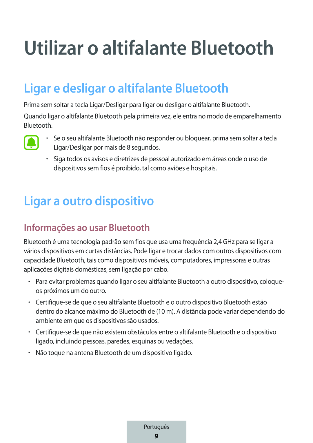 Informações ao usar Bluetooth Box Level Box Slim