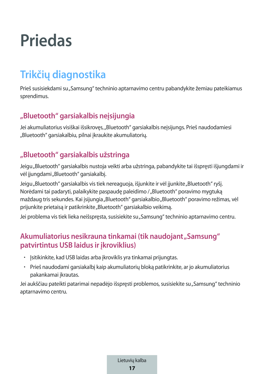 Trikčių diagnostika Priedas