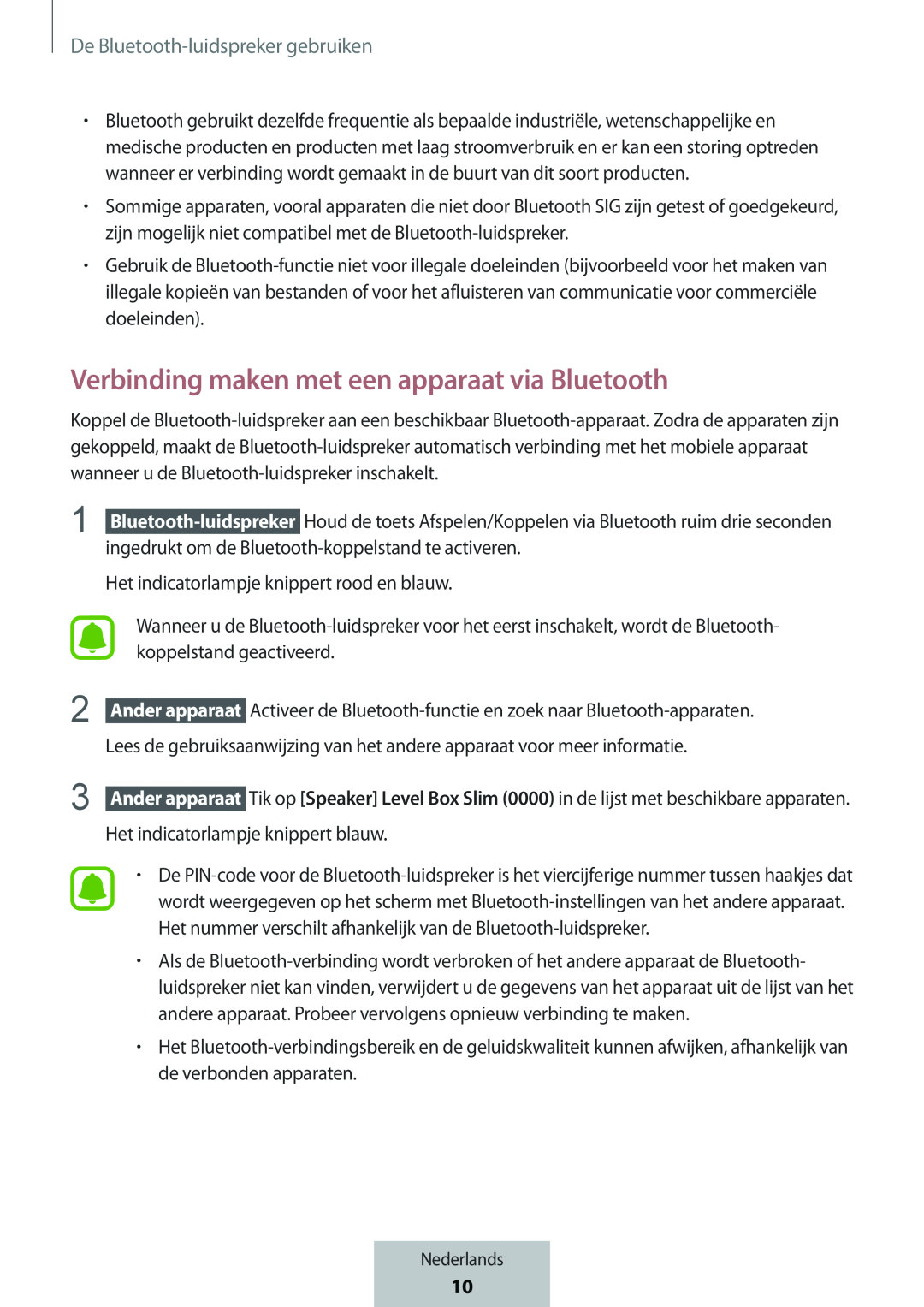 Verbinding maken met een apparaat via Bluetooth Box Level Box Slim