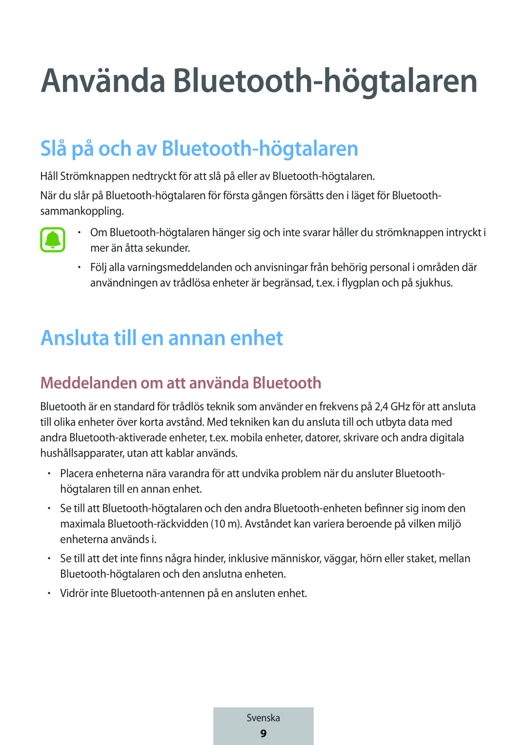 Meddelanden om att använda Bluetooth Box Level Box Slim