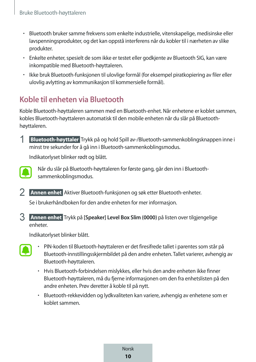 Koble til enheten via Bluetooth Box Level Box Slim