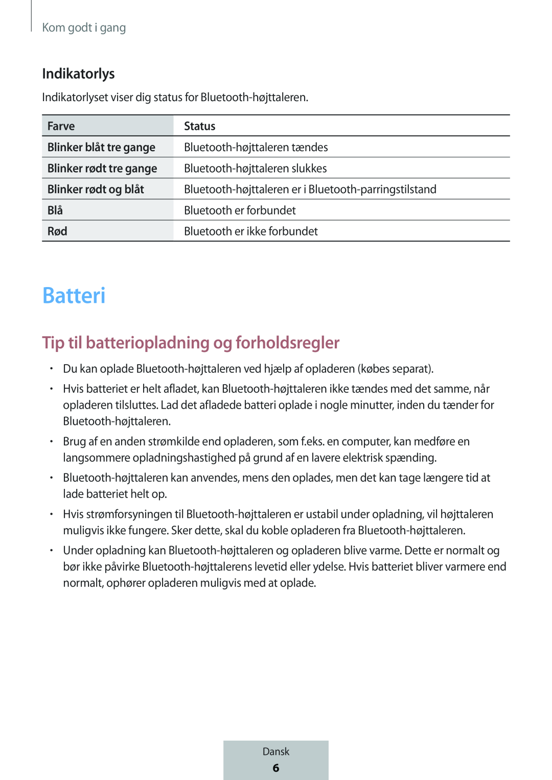 Tip til batteriopladning og forholdsregler Box Level Box Slim