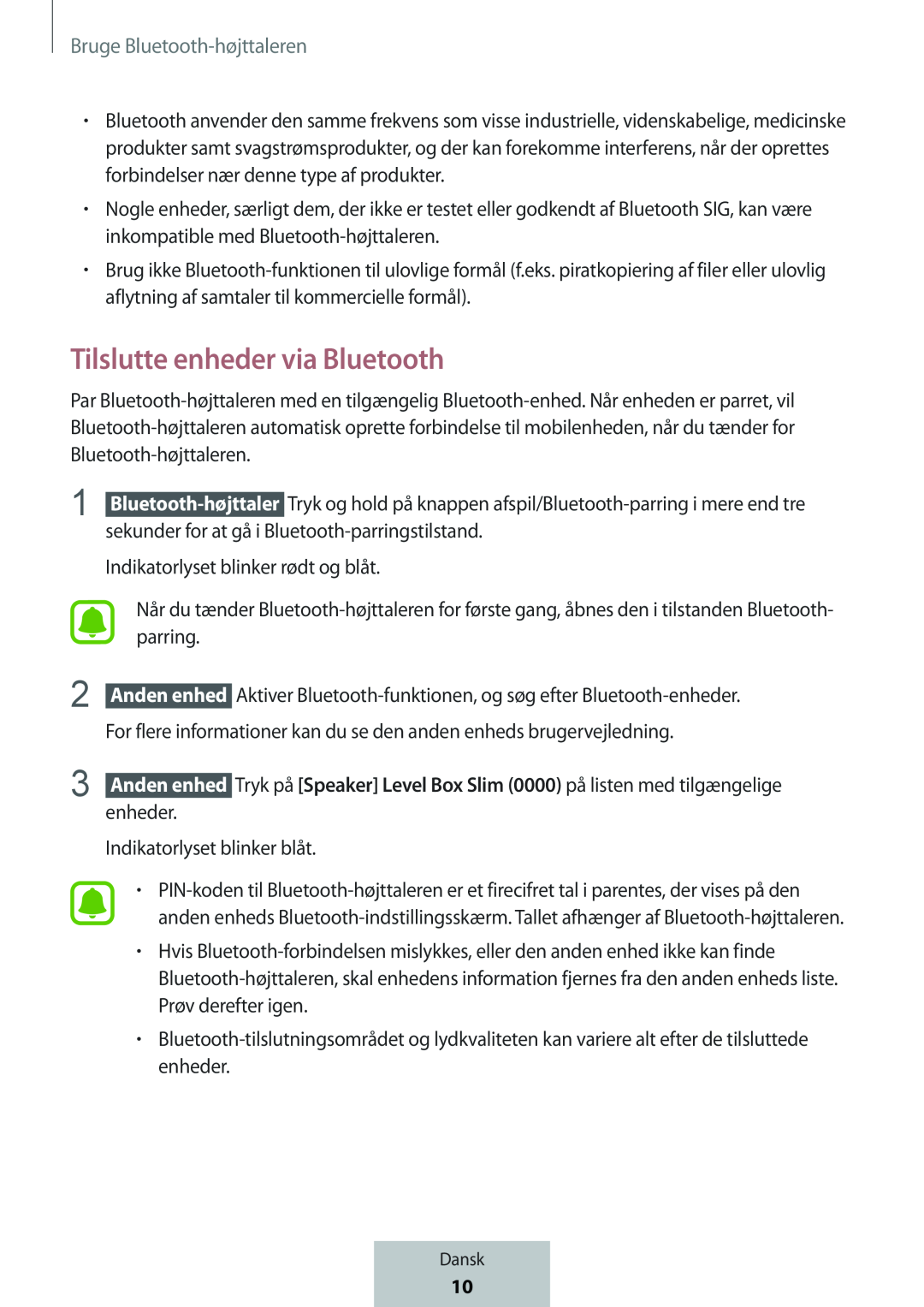 Tilslutte enheder via Bluetooth Box Level Box Slim