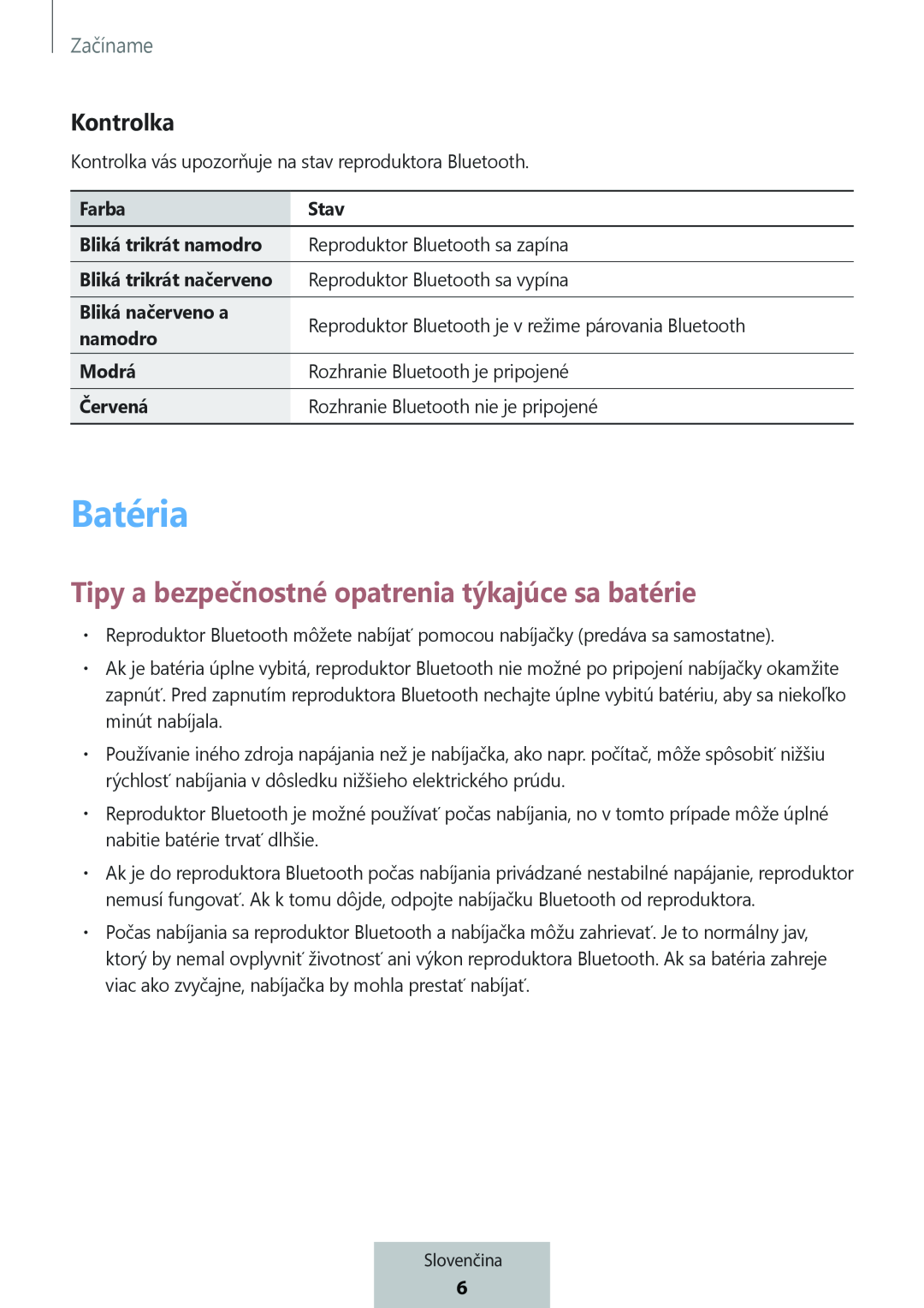 Tipy a bezpečnostné opatrenia týkajúce sa batérie Box Level Box Slim