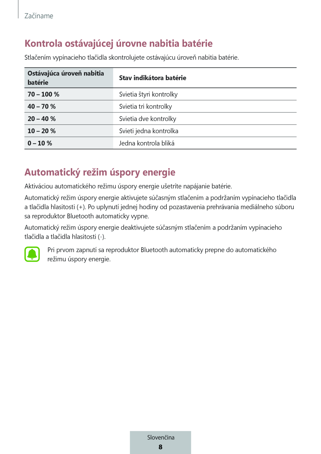 Kontrola ostávajúcej úrovne nabitia batérie Box Level Box Slim