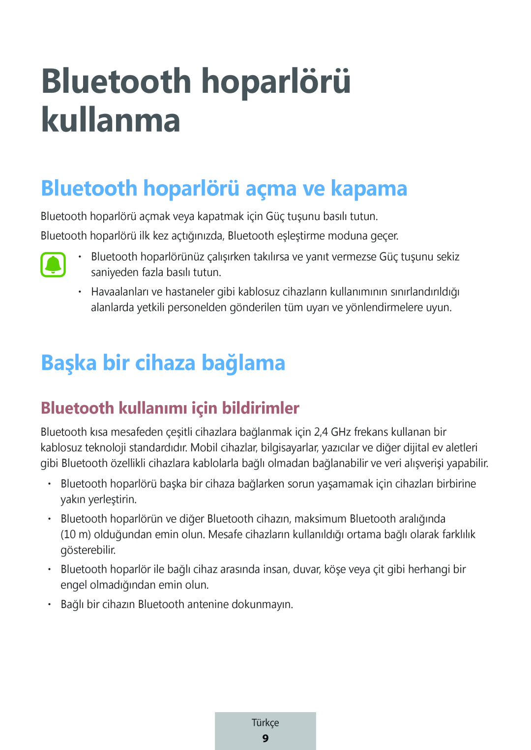 Bluetooth kullanımı için bildirimler Box Level Box Slim