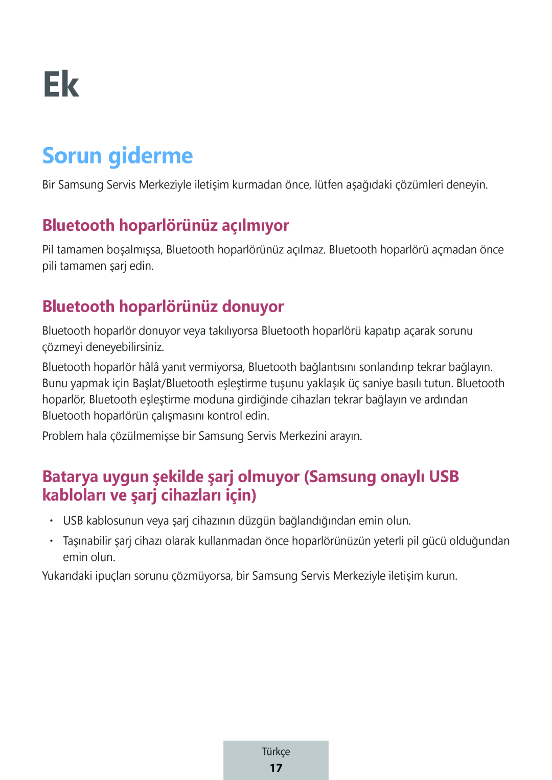 Sorun giderme Bluetooth hoparlörünüz açılmıyor