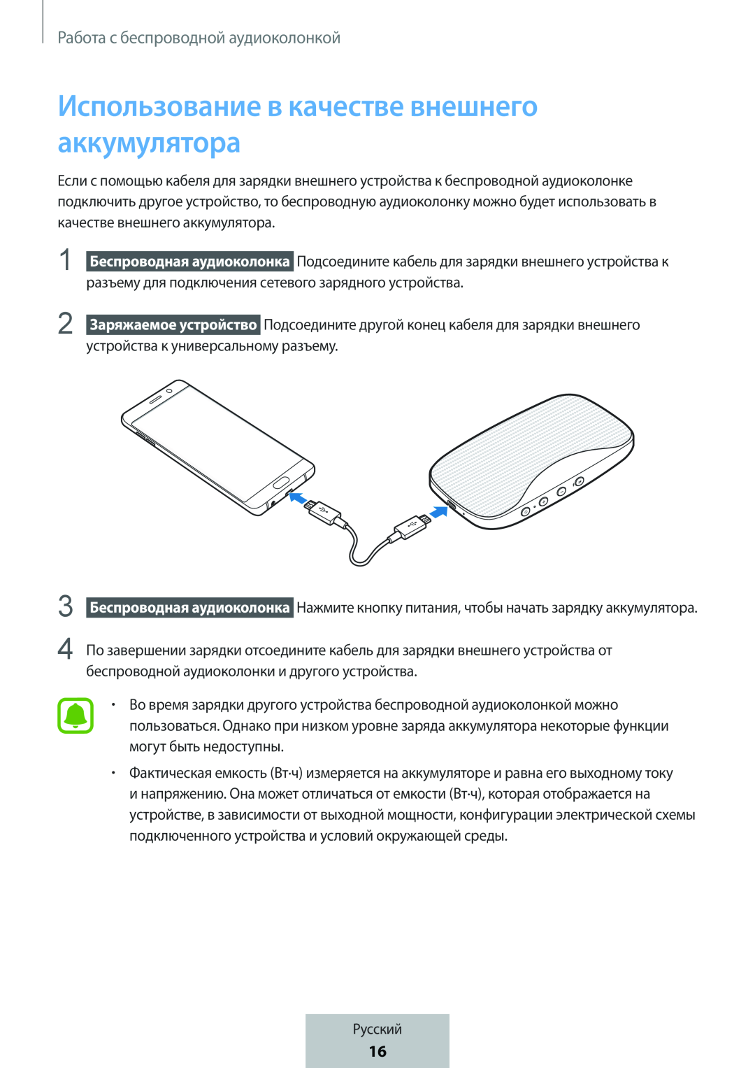 Использование в качестве внешнего аккумулятора