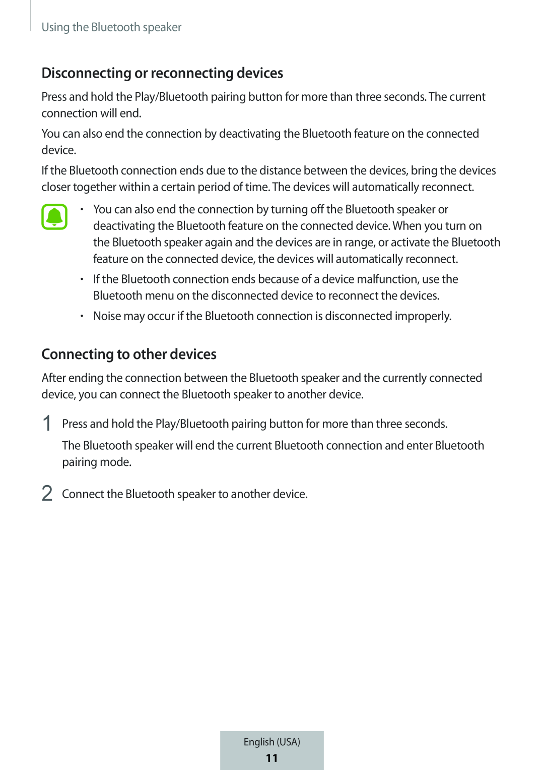 Disconnecting or reconnecting devices Connecting to other devices