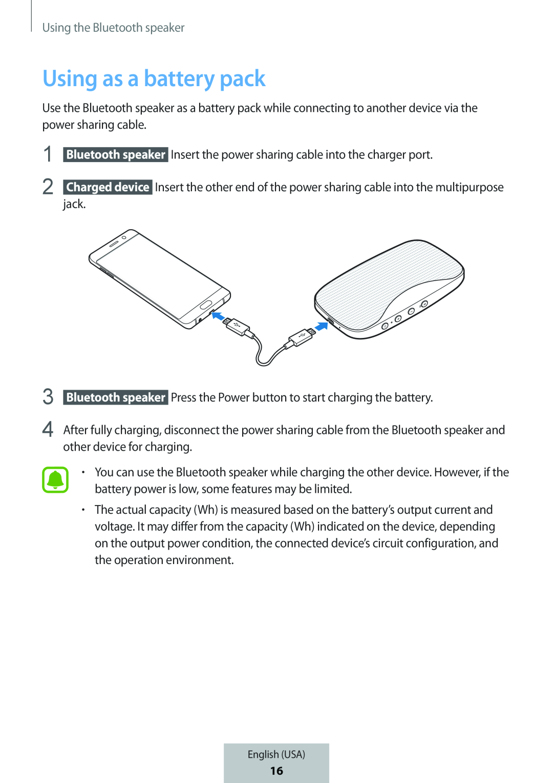 Using as a battery pack