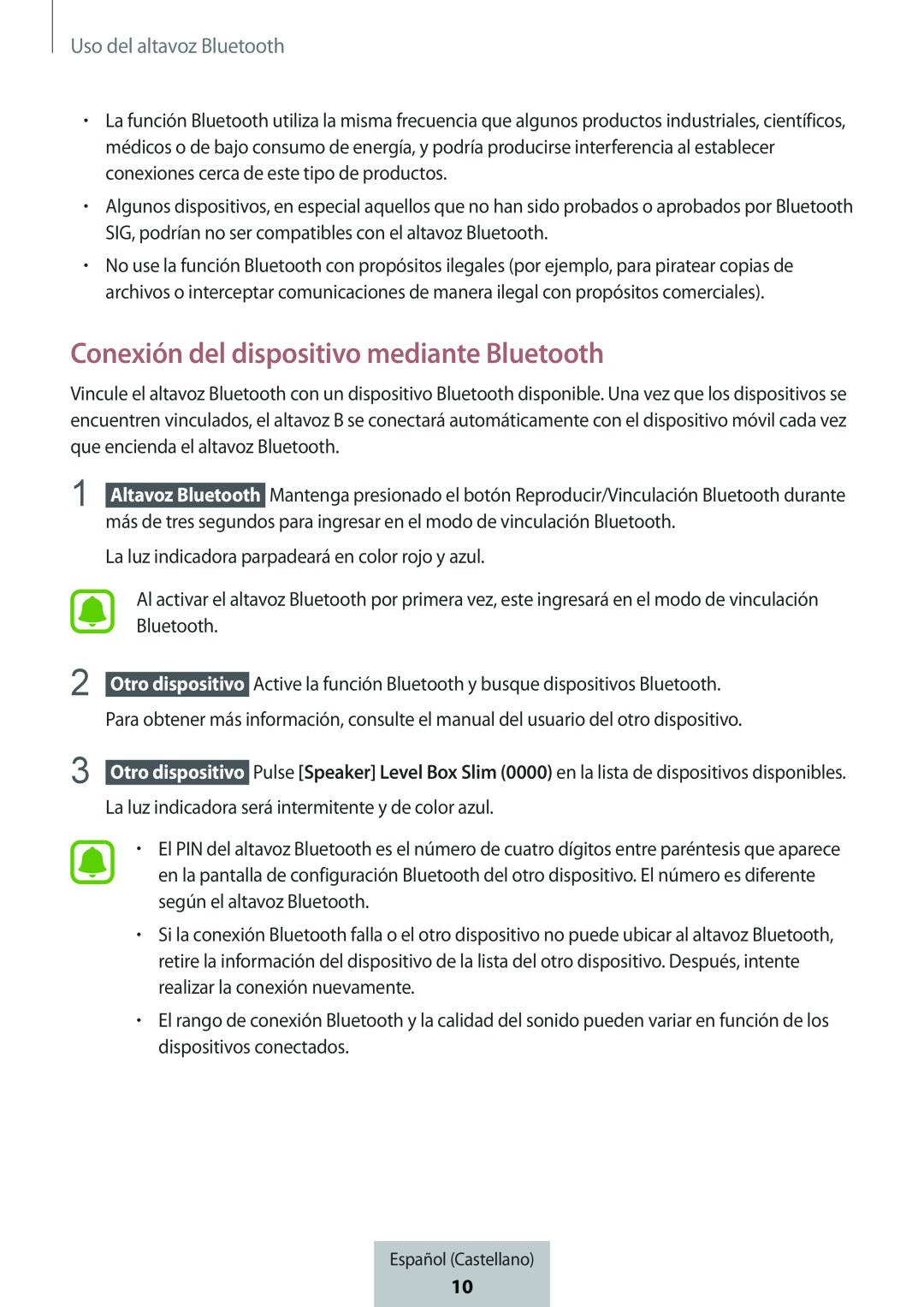 Conexión del dispositivo mediante Bluetooth Box Level Box Slim