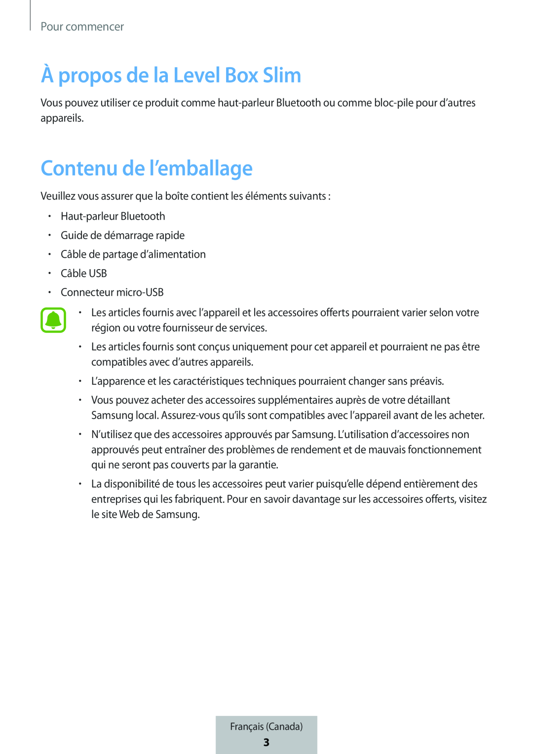 Contenu de l’emballage Box Level Box Slim