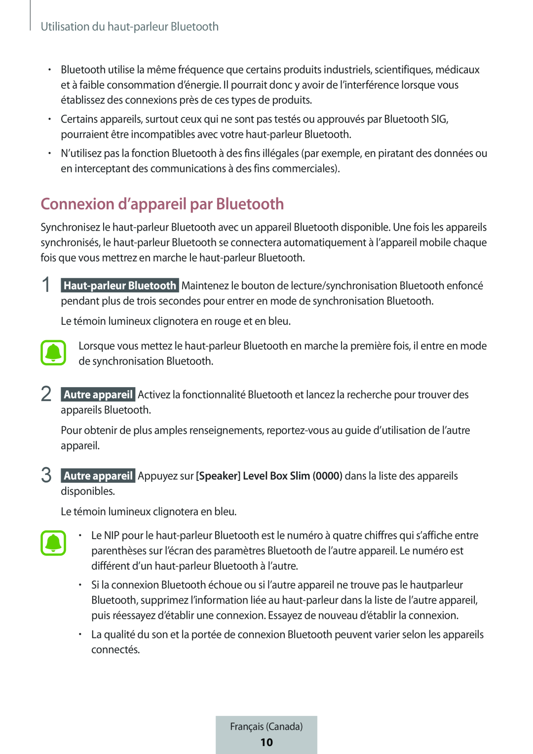 Connexion d’appareil par Bluetooth