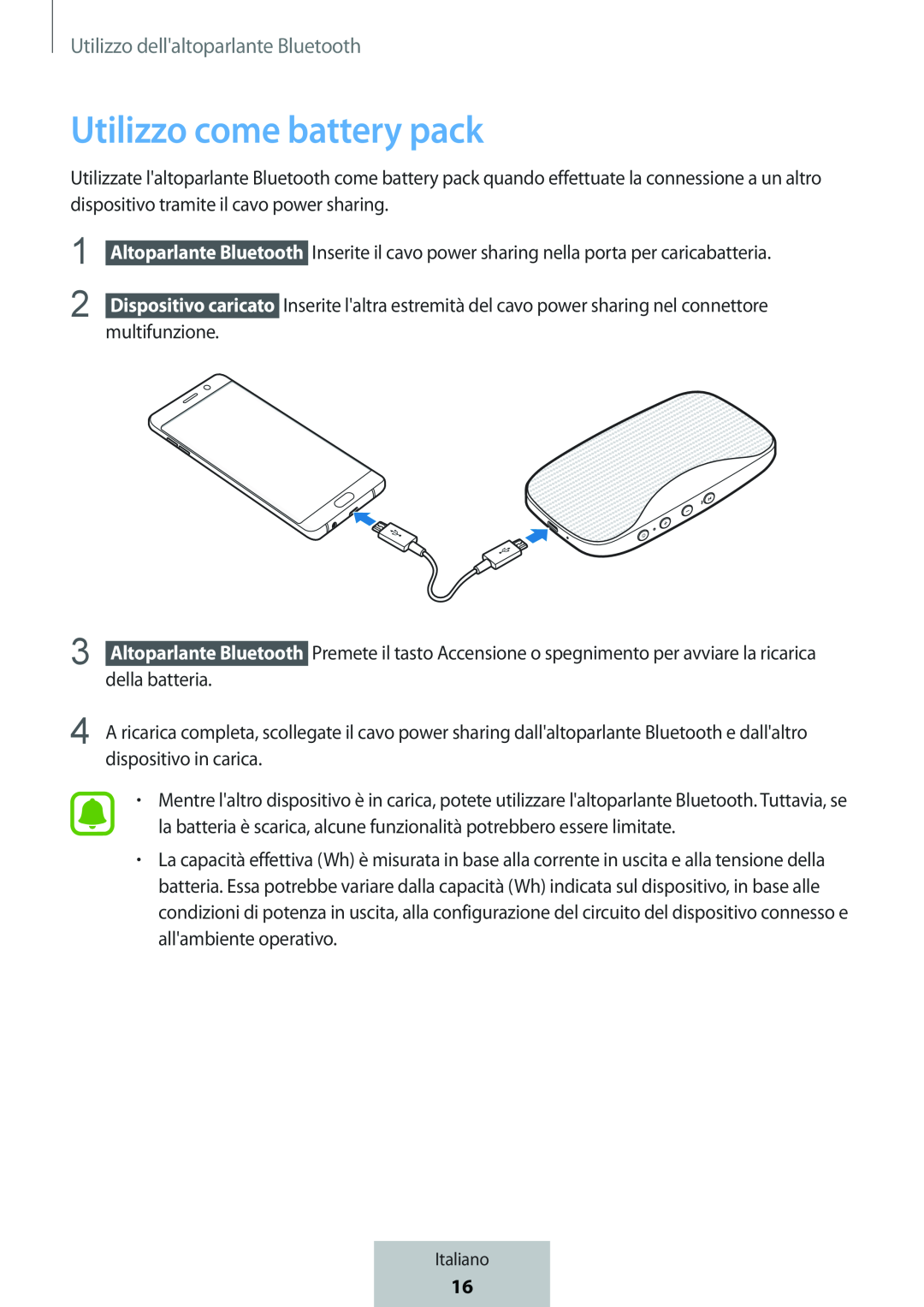 Utilizzo come battery pack