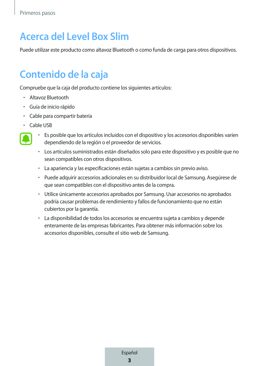 Contenido de la caja Box Level Box Slim