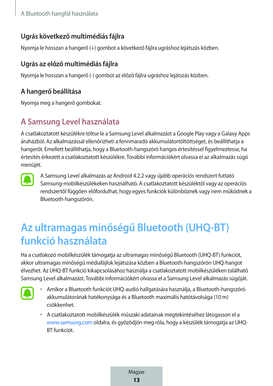 Az ultramagas minőségű Bluetooth (UHQ-BT)funkció használata Box Level Box PRO