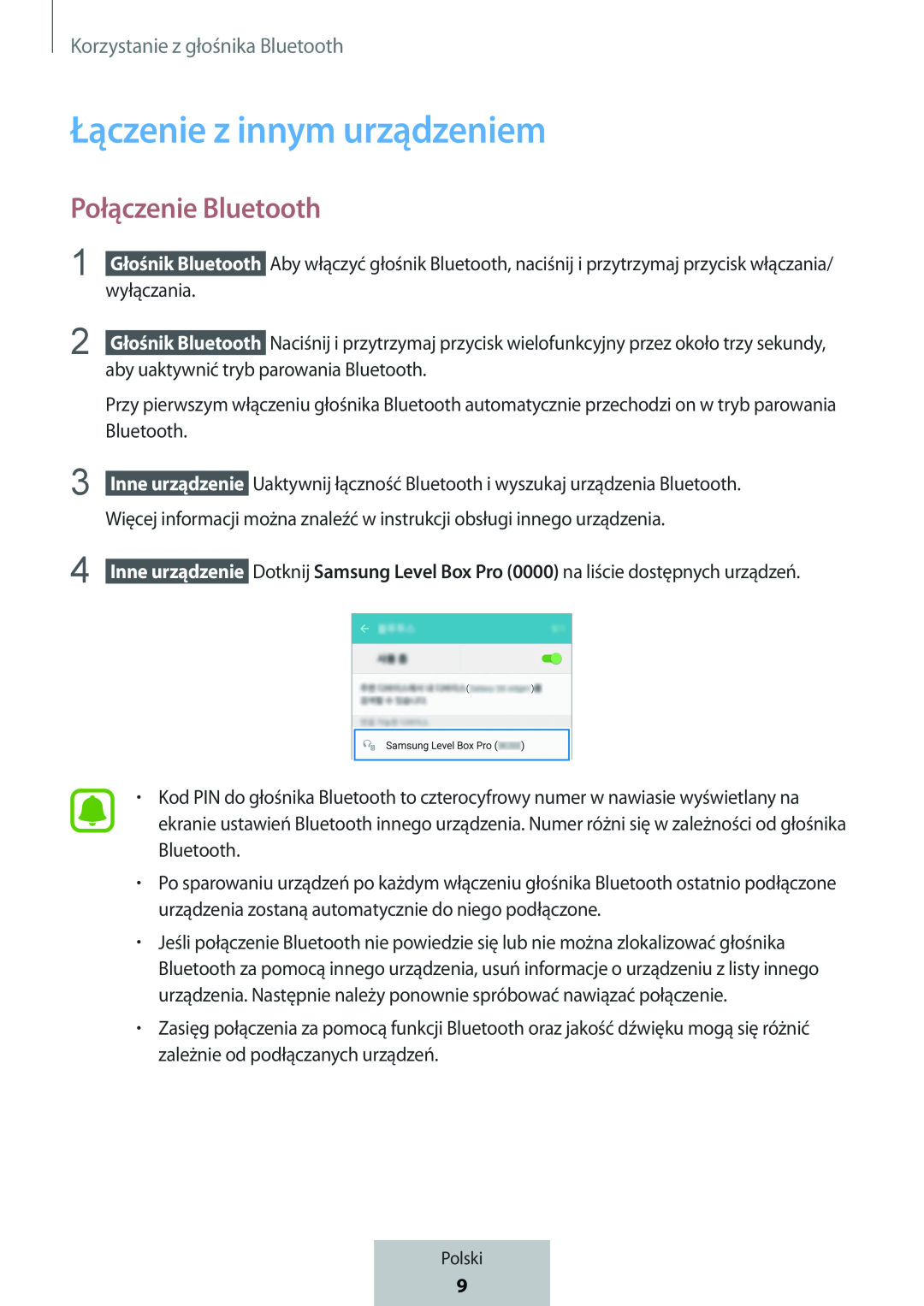 Połączenie Bluetooth Łączenie z innym urządzeniem