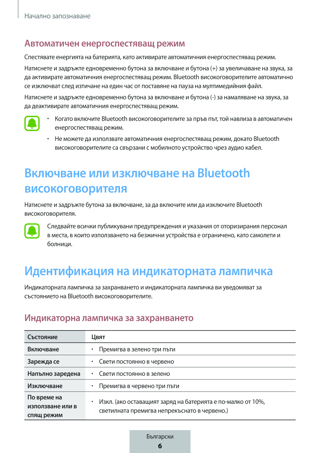 Автоматичен енергоспестяващ режим Индикаторна лампичка за захранването