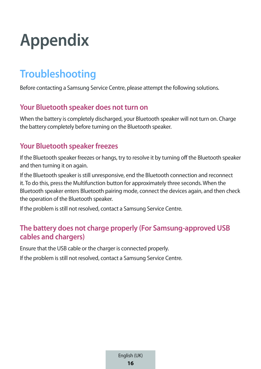 Troubleshooting Your Bluetooth speaker does not turn on