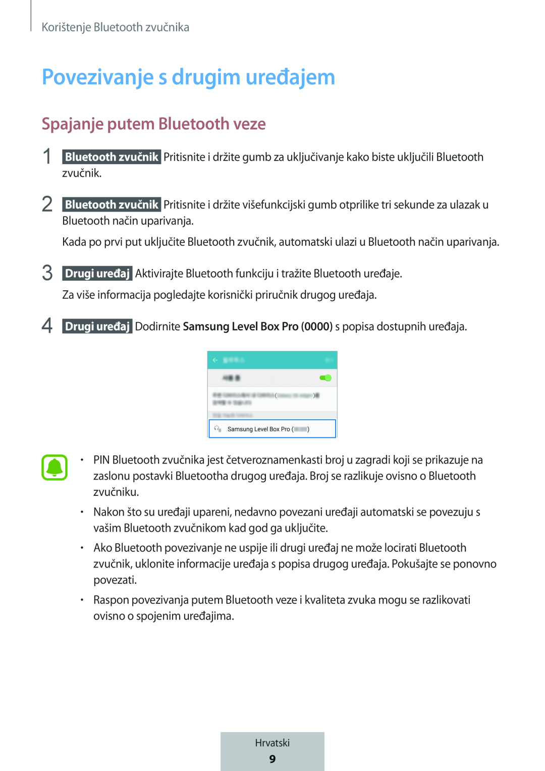 Spajanje putem Bluetooth veze Box Level Box PRO