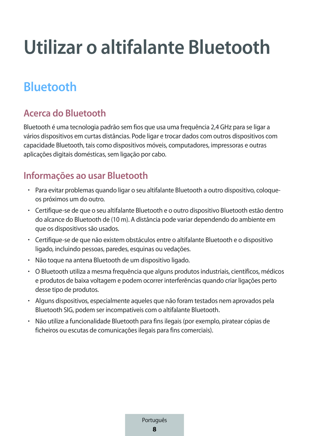 Informações ao usar Bluetooth Box Level Box PRO