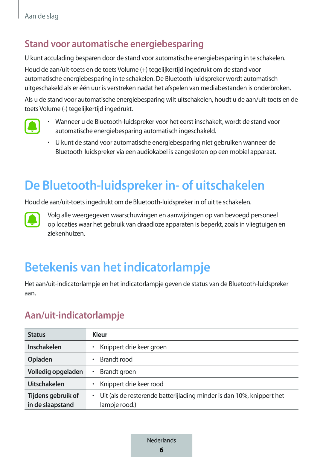 Stand voor automatische energiebesparing Aan/uit-indicatorlampje