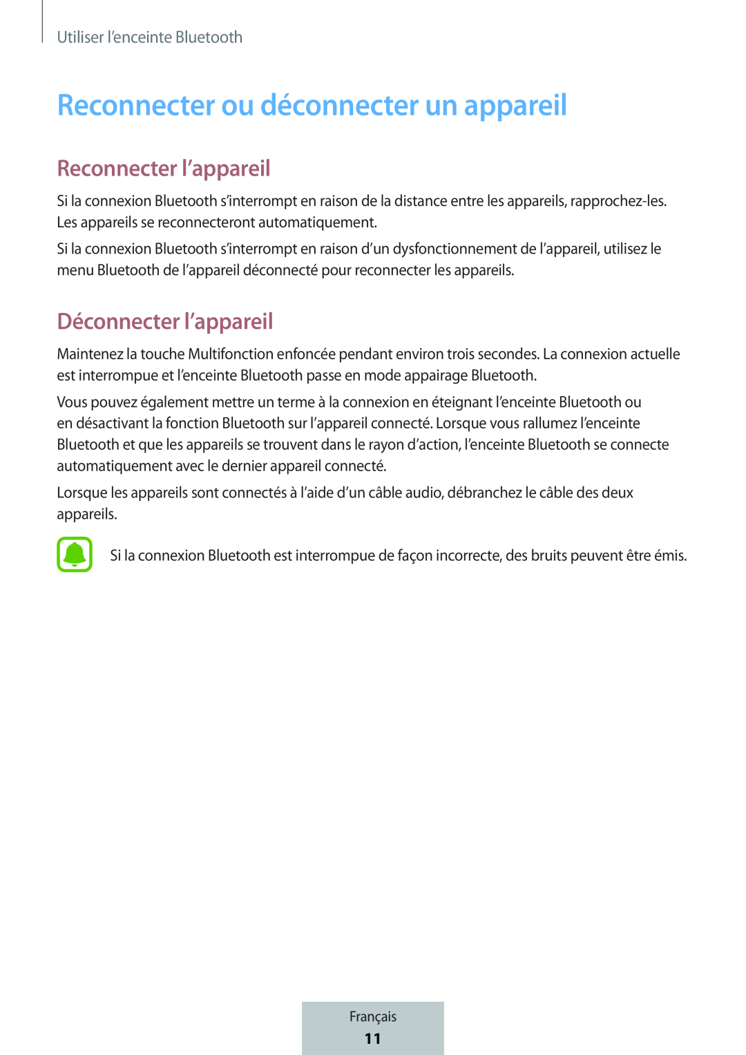 Reconnecter l’appareil Déconnecter l’appareil