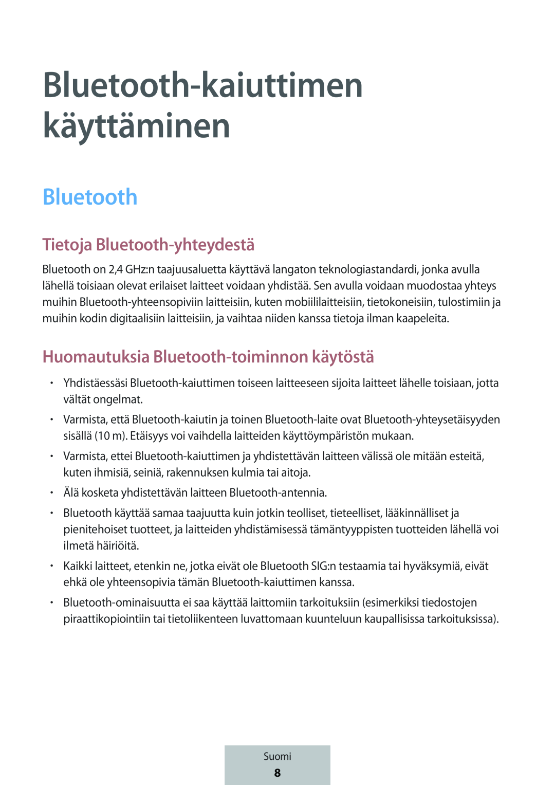 Huomautuksia Bluetooth-toiminnonkäytöstä Box Level Box PRO