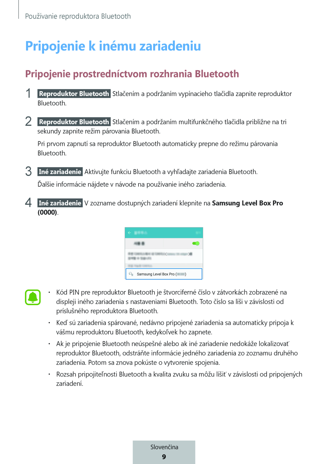 Pripojenie prostredníctvom rozhrania Bluetooth Box Level Box PRO