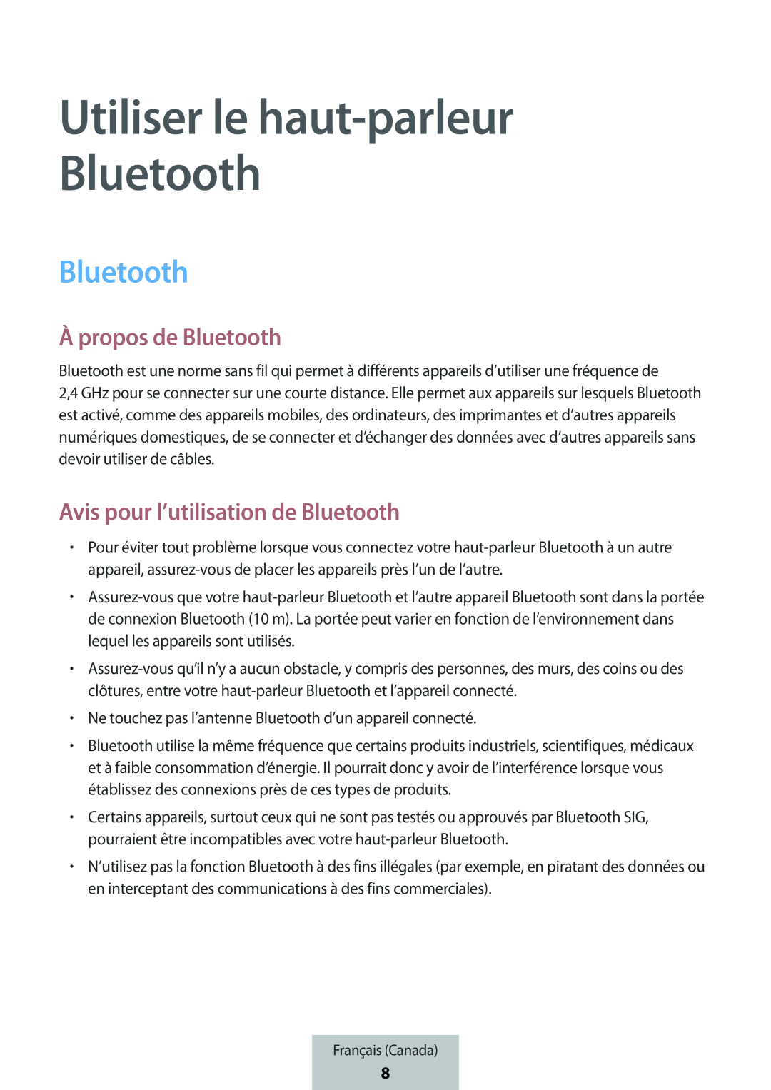 Utiliser le haut-parleur À propos de Bluetooth