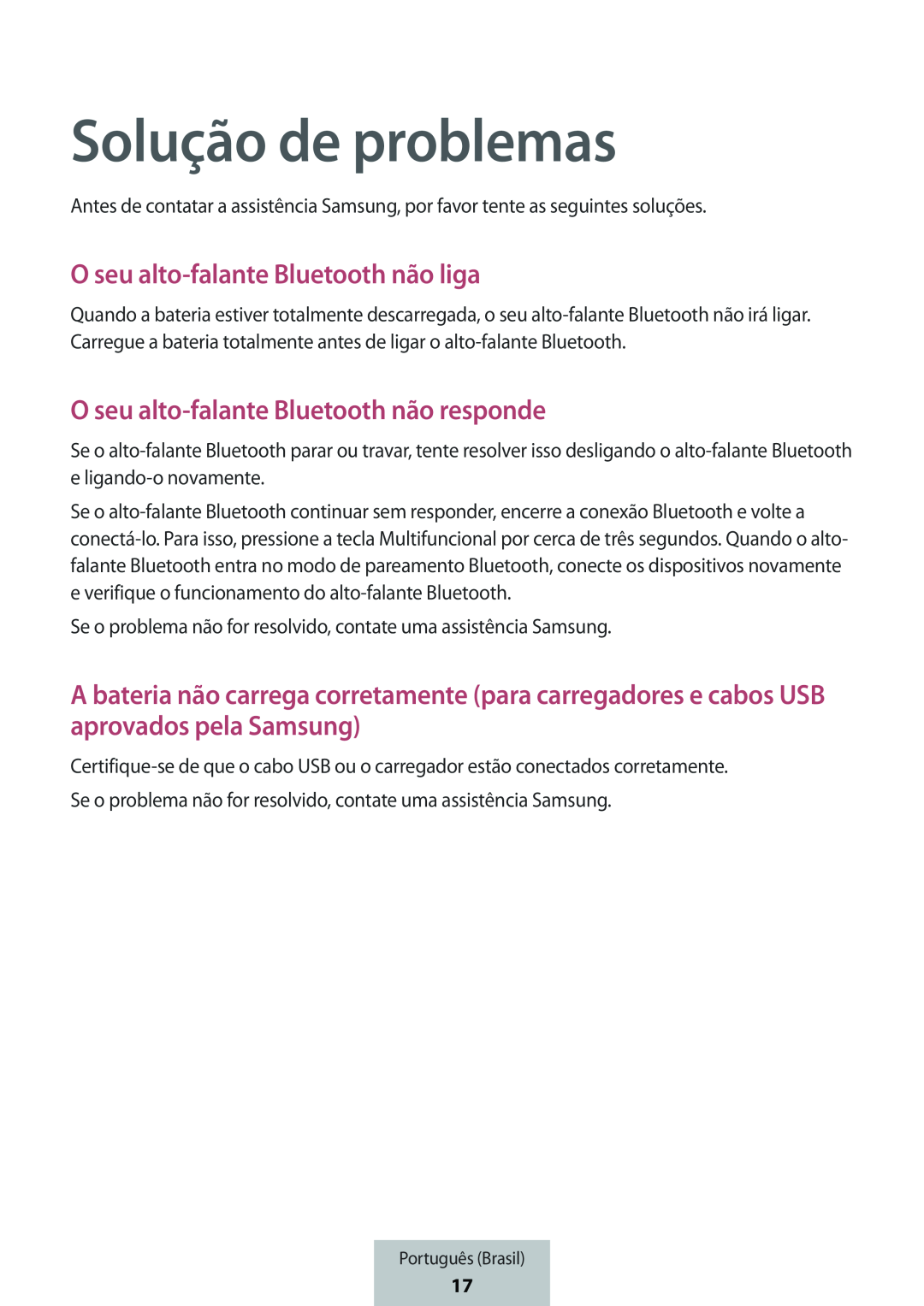 Solução de problemas O seu alto-falanteBluetooth não liga