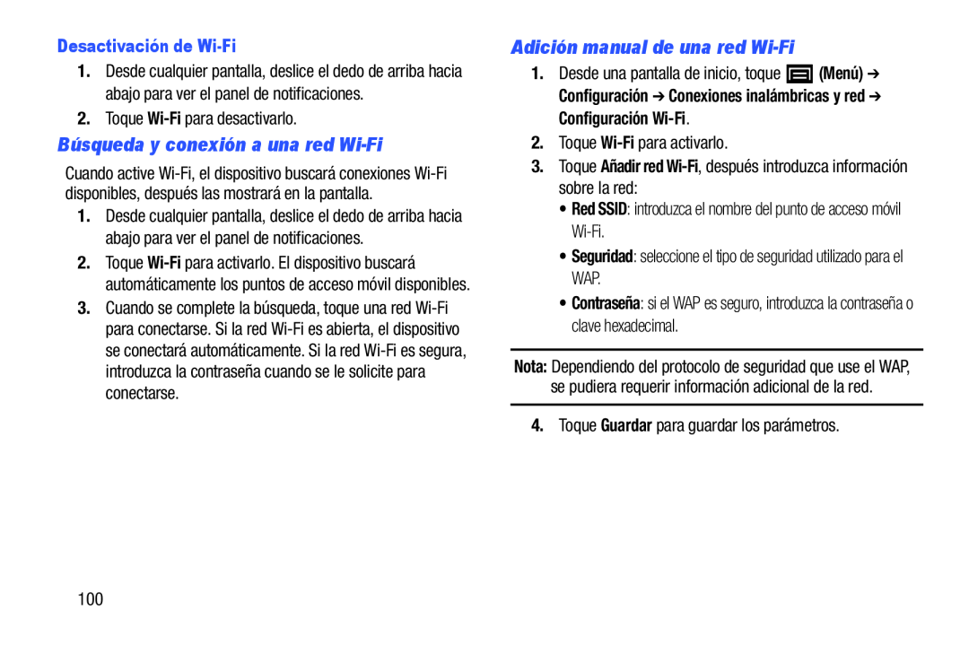 3.Toque Añadir red Wi-Fi,después introduzca información sobre la red: Galaxy Player 4.0