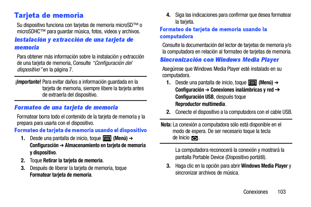 Conexiones inalámbricas y red Configuración USB