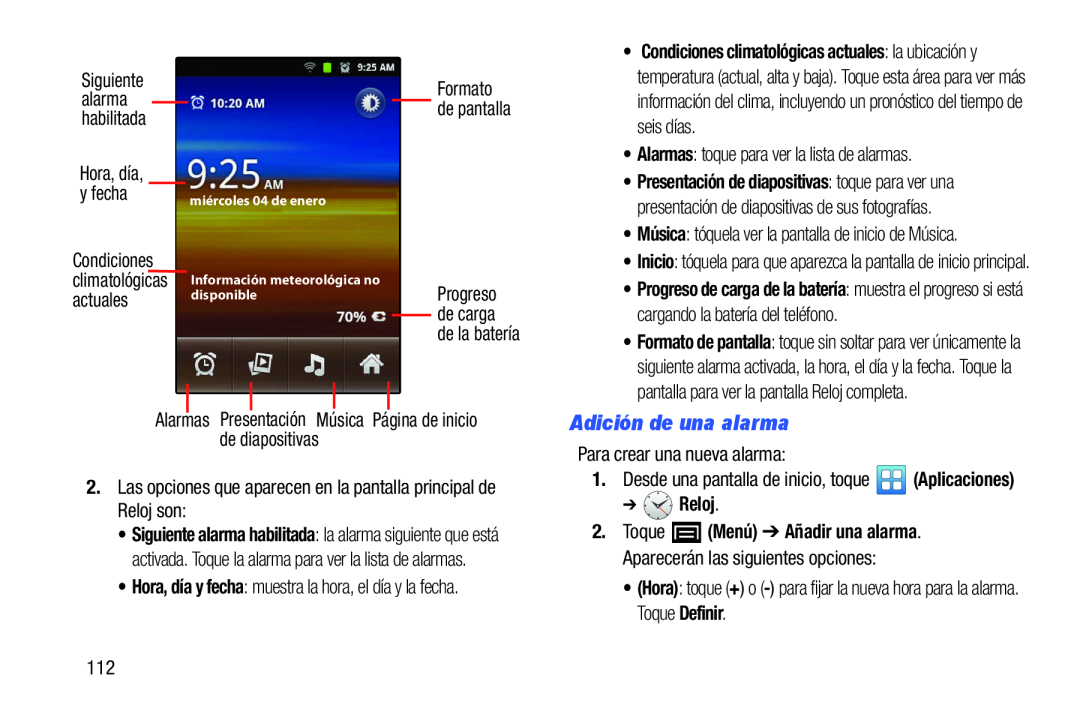 Página de inicio Galaxy Player 3.6