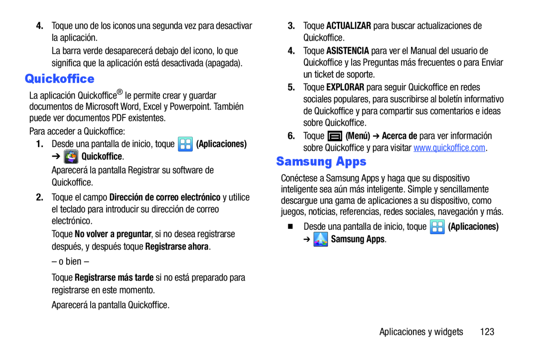 3.Toque ACTUALIZAR para buscar actualizaciones de Quickoffice Galaxy Player 4.0