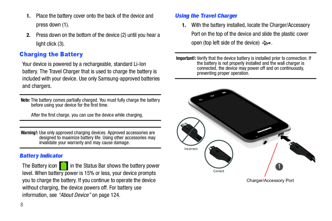 Charging the Battery Galaxy Player 4.0