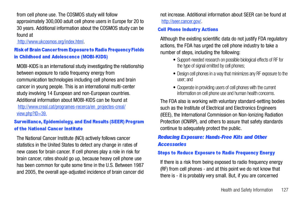 Steps to Reduce Exposure to Radio Frequency Energy Galaxy Player 4.0