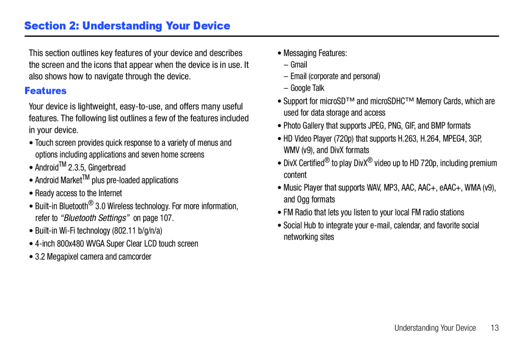 Features Section 2: Understanding Your Device