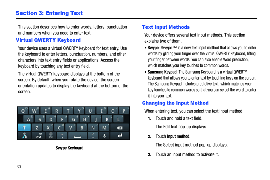 Virtual QWERTY Keyboard Text Input Methods