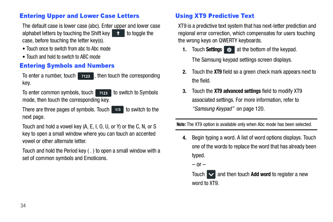 Entering Upper and Lower Case Letters Entering Symbols and Numbers