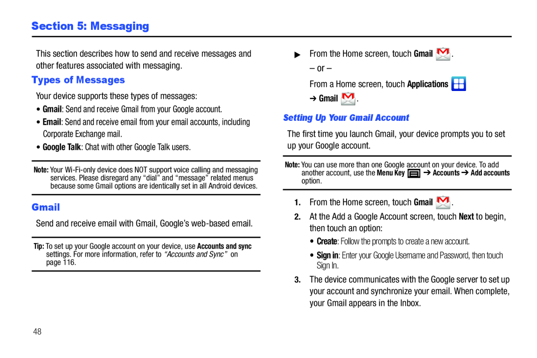 Types of Messages Galaxy Player 4.0