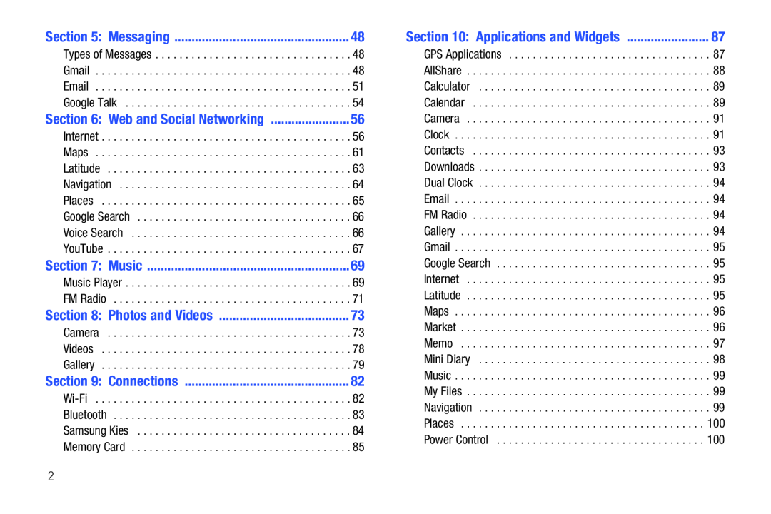 Section 5: Messaging Section 7: Music